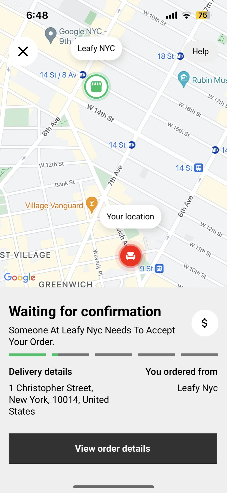 App screen: stay in the loop while getting your goods